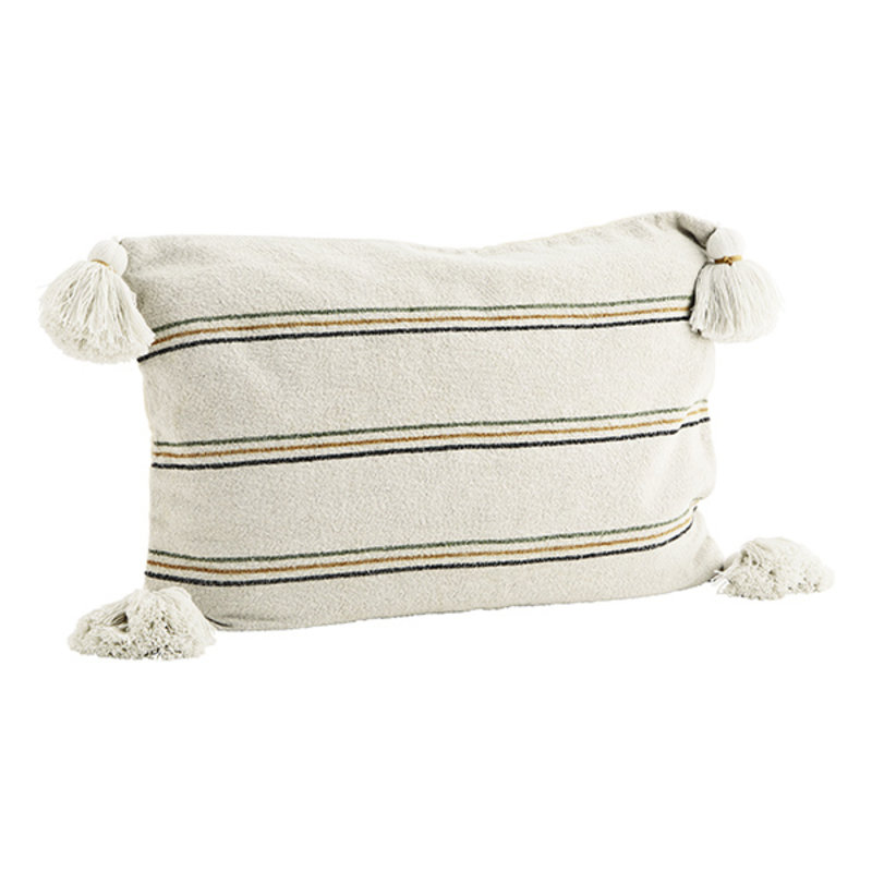 Madam Stoltz-collectie Striped cushion cover w/ tassels