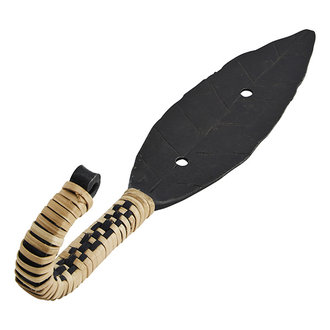 Madam Stoltz Wandhaak veer hand gesmeed zwart, rotan 19 cm