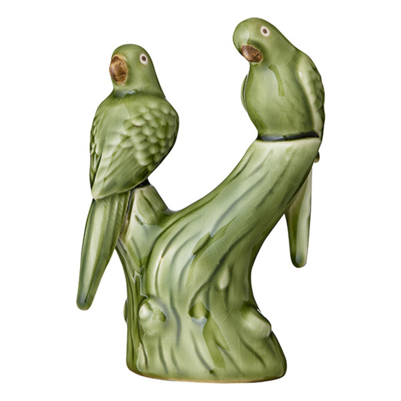 Bungalow-collectie Aardewerk papegaaien groen 18 cm