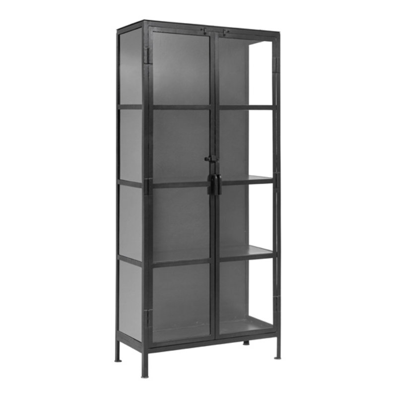 Nordal-collectie Black cabinet, 2 doors, iron/glass