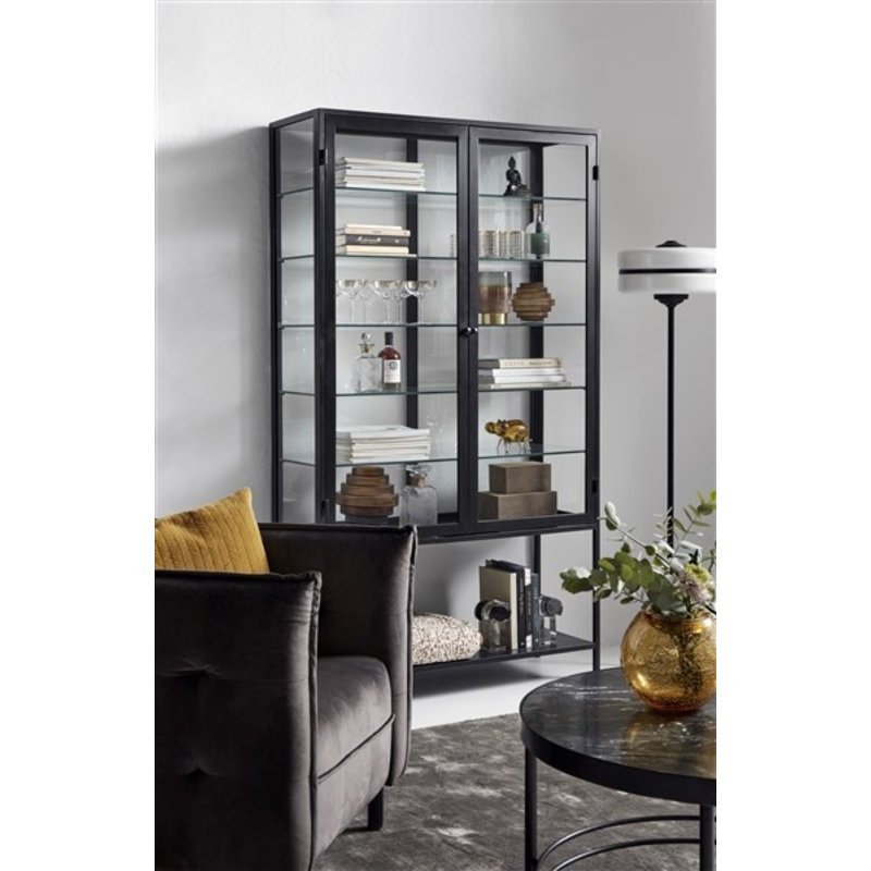 Nordal-collectie MONDO black cabinet, double, glass back