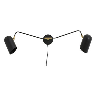 Nordal ERIS wall lamp, 2 arms, black