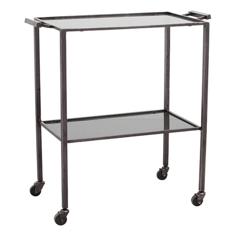 Nordal-collectie TONE trolley w/2 shelves, black glass