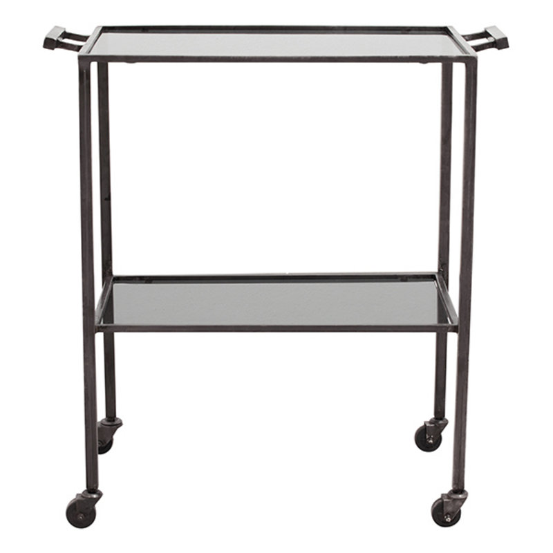 Nordal-collectie TONE trolley w/2 shelves, black glass