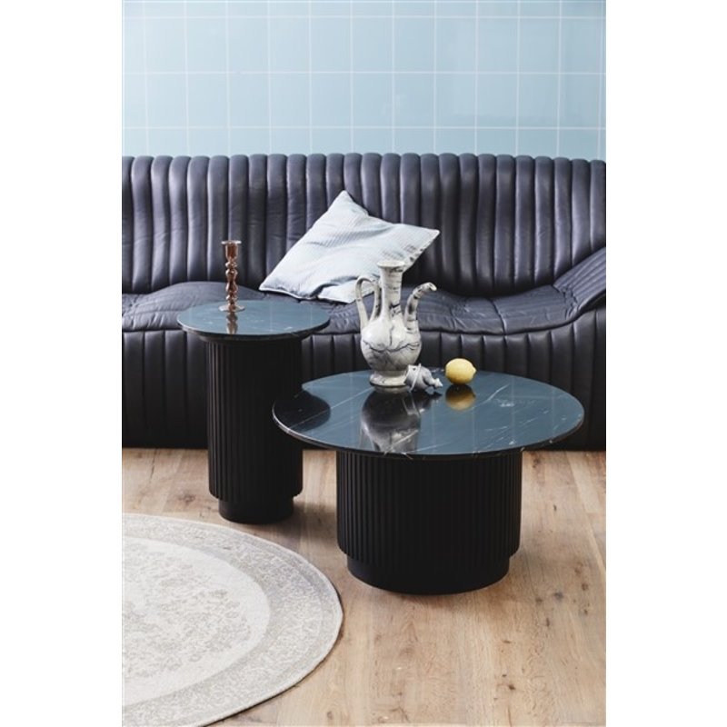 Nordal-collectie Ronde bijzettafel ERIE zwart marmer