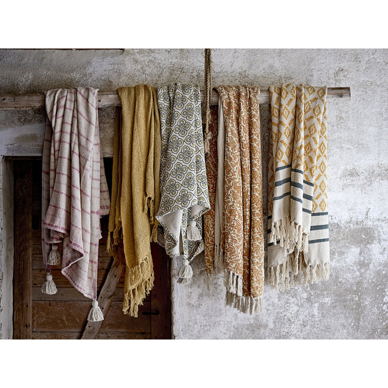 Bloomingville-collectie Fini Throw Yellow Recycled Cotton