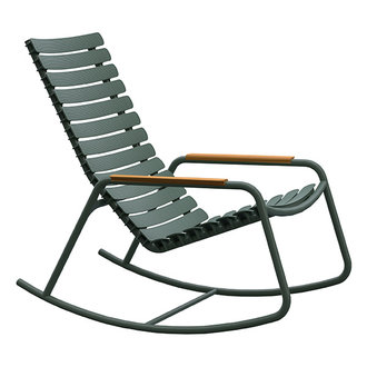 Houe ReCLIPS Rocking Chair with olive green lamellas and bamboo armrests