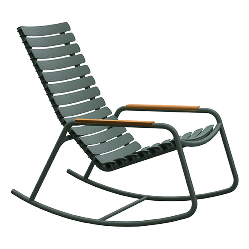 Houe-collectie ReCLIPS Rocking Chair with olive green lamellas and bamboo armrests