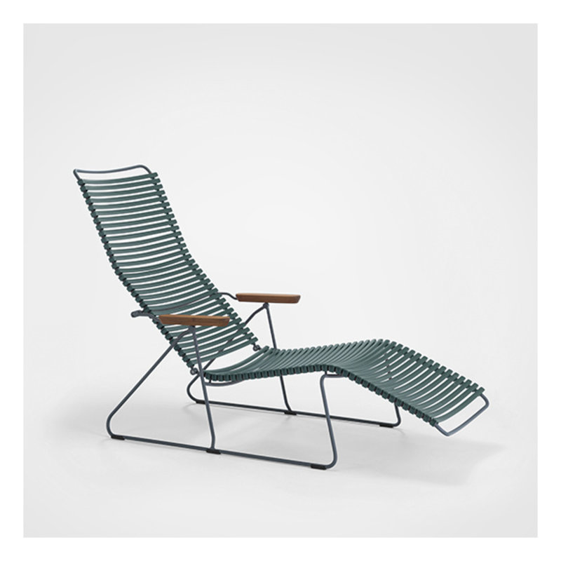 Houe-collectie CLICK sunlounger ligstoel met bamboe armleuning donkergroen