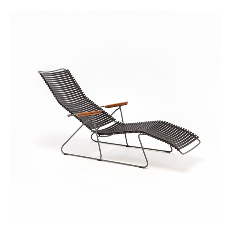 Houe-collectie CLICK sunlounger ligstoel met bamboe armleuning paprika