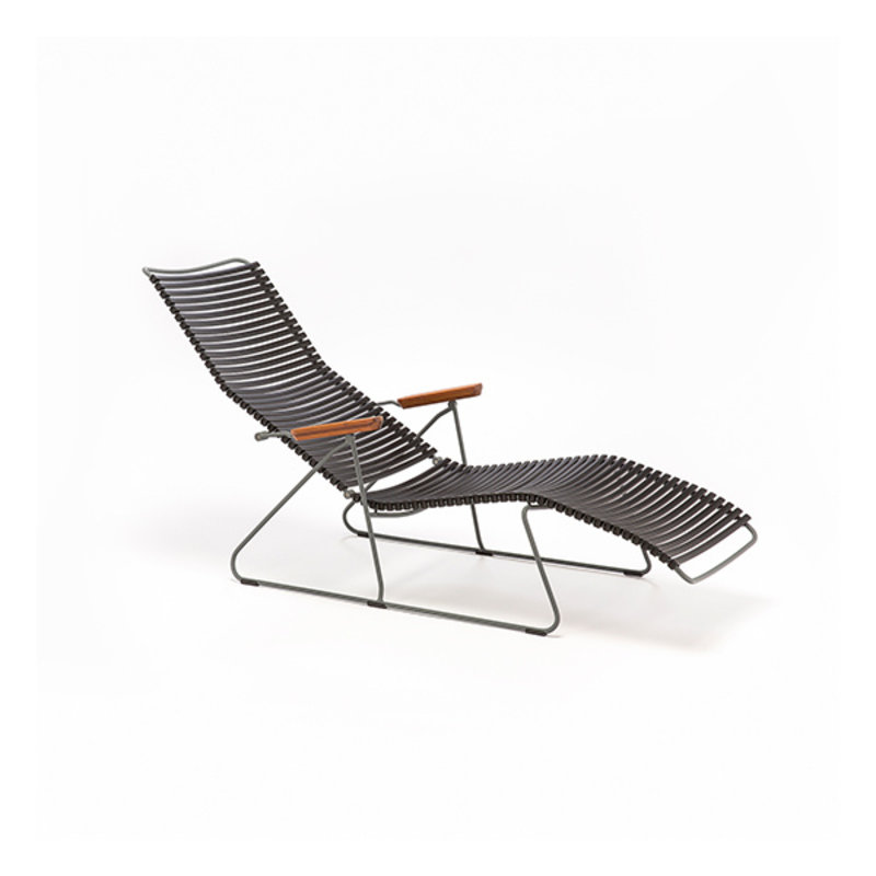 Houe-collectie CLICK sunlounger ligstoel met bamboe armleuning zwart