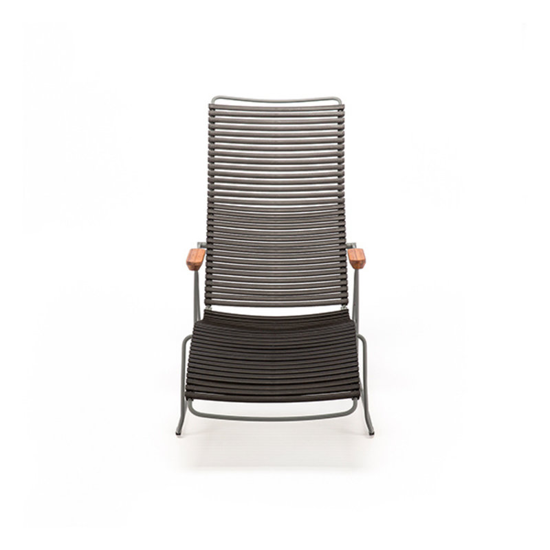 Houe-collectie CLICK sunlounger ligstoel met bamboe armleuning zwart