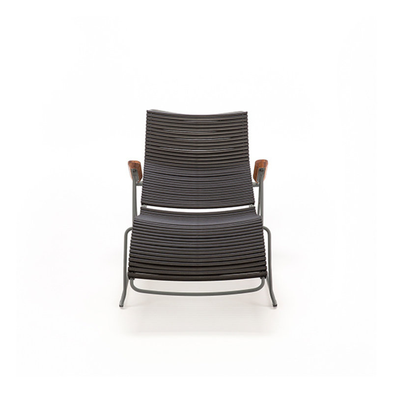 Houe-collectie CLICK sunlounger ligstoel met bamboe armleuning donkergroen