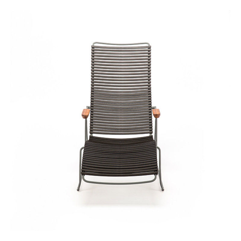 Houe-collectie CLICK sunlounger ligstoel met bamboe armleuning zand