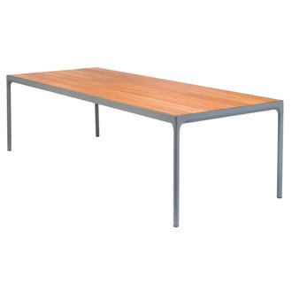 Houe FOUR tuintafel 270x90 cm donkergrijs met bamboe blad