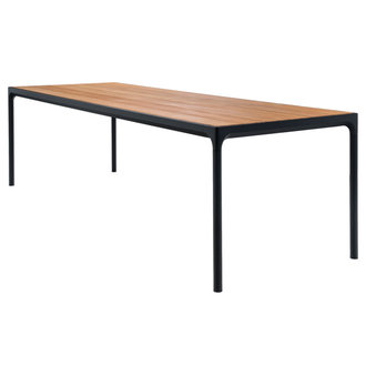 Houe FOUR tuintafel 270x90 cm zwart met bamboe blad