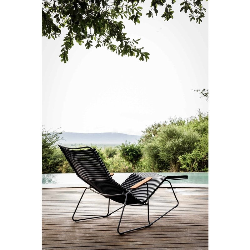 Houe-collectie CLICK sunrocker schommelstoel met bamboe armleuning donkerblauw
