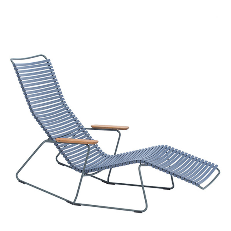 Houe-collectie CLICK Sunrocker with armrests in bamboo Pigeon blue