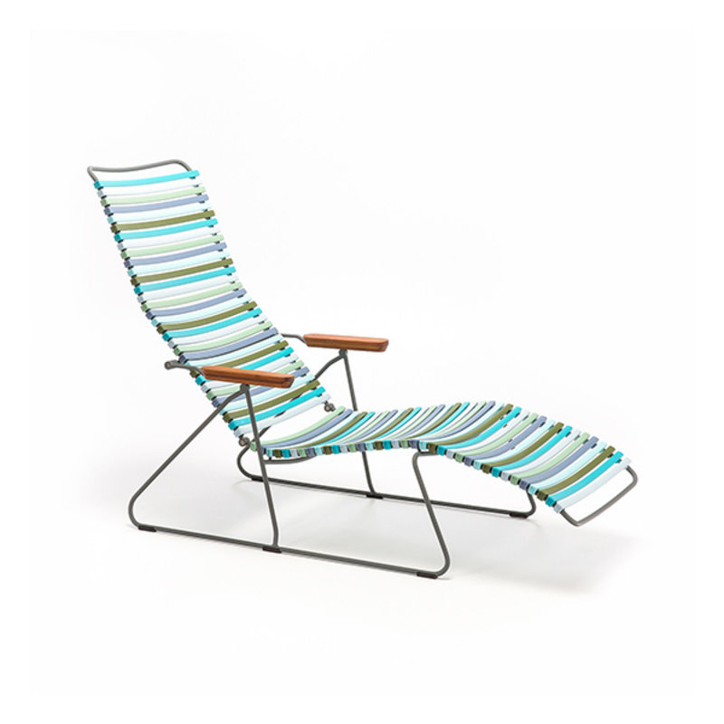 Houe-collectie CLICK sunlounger ligstoel met bamboe armleuning multi color 2