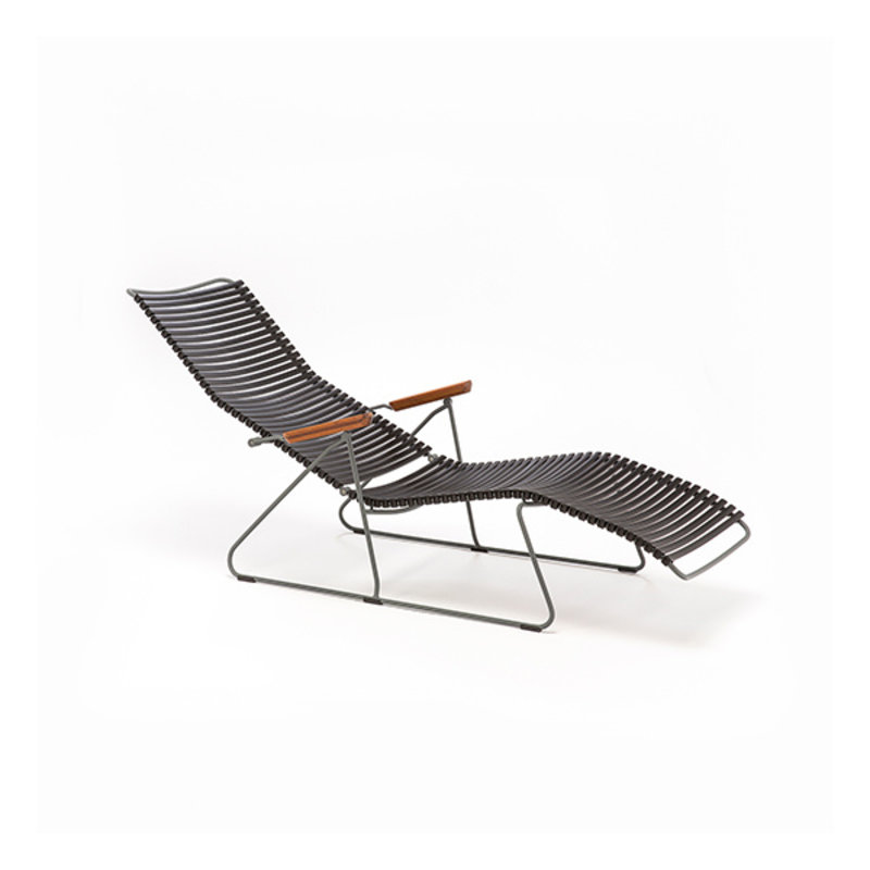 Houe-collectie CLICK sunlounger ligstoel met bamboe armleuning blauw