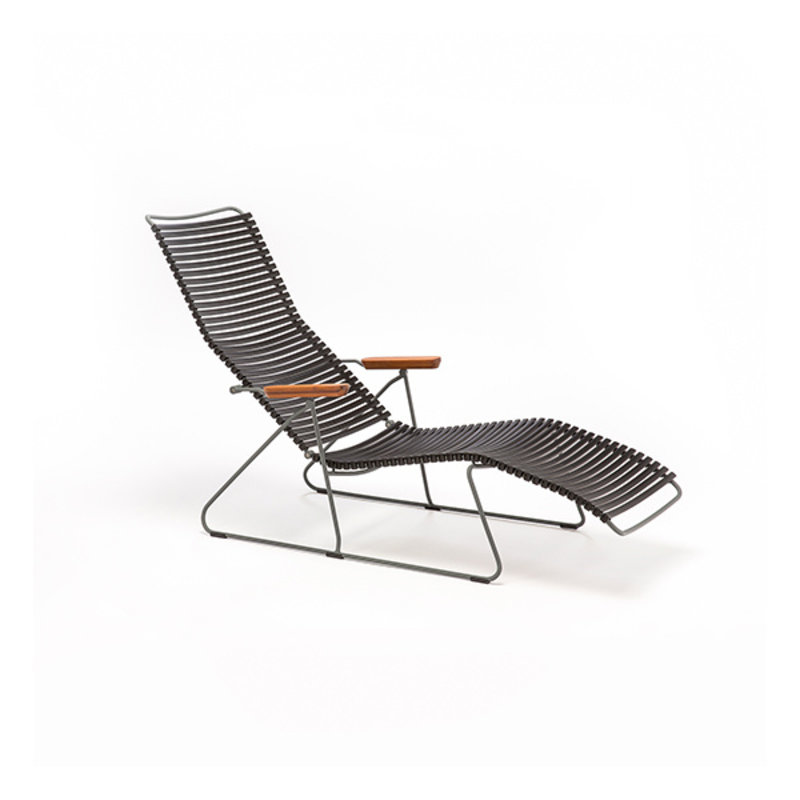 Houe-collectie CLICK sunlounger ligstoel met bamboe armleuning blauw