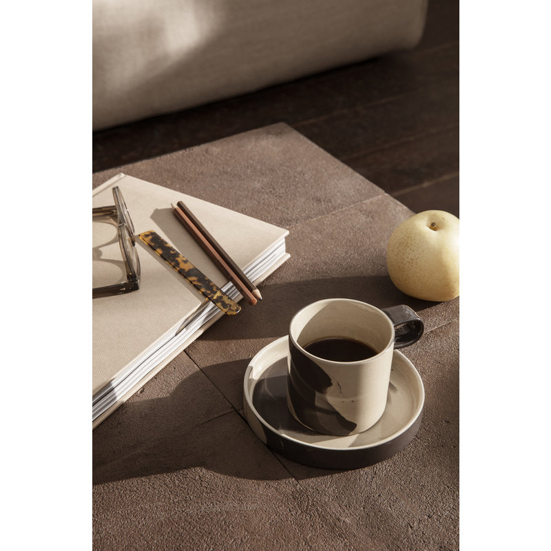 ferm LIVING-collectie Flod Tiles Café Table-Moka/Black