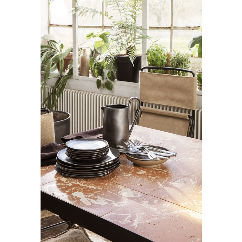 ferm LIVING-collectie Flod Tiles Café Table-Teracotta/Black