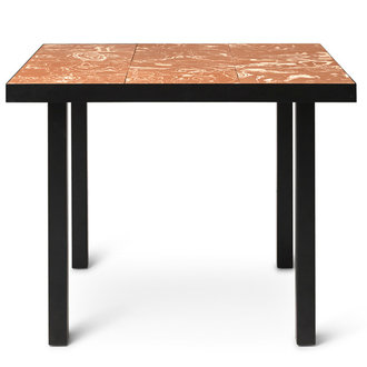 ferm LIVING Flod Tiles Café Table-Teracotta/Black