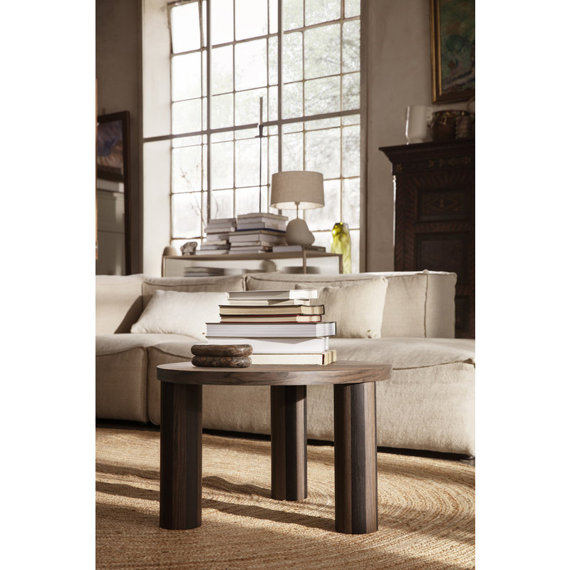 ferm LIVING-collectie Post Coffee Table S - Smoked Oak Lines