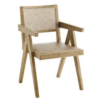 Madam Stoltz Wooden chair w/ rattan - Natural