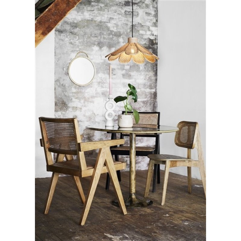 Madam Stoltz-collectie Wooden chair w/ rattan - Natural