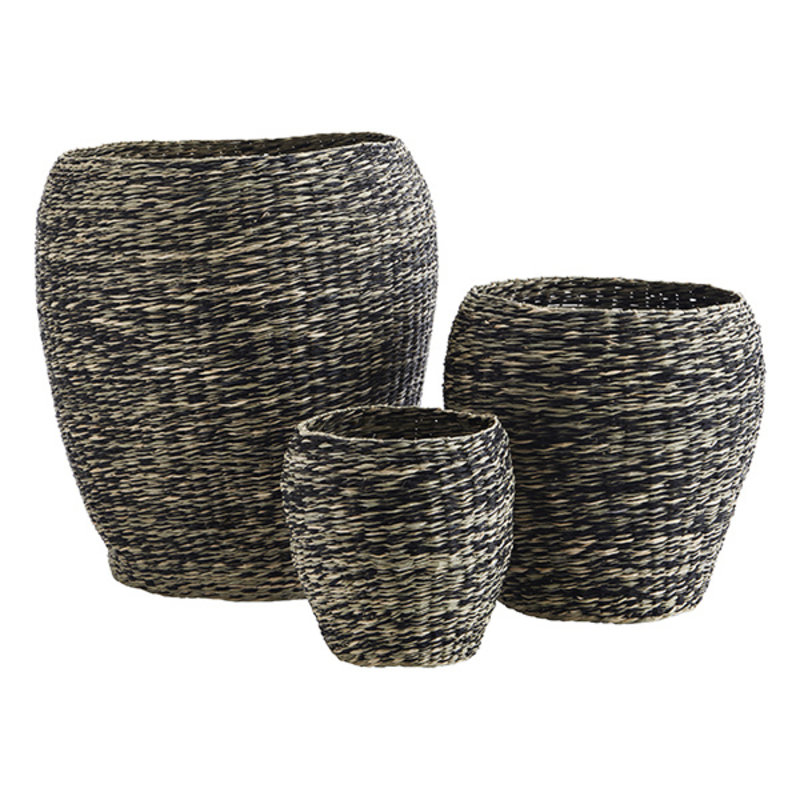 Madam Stoltz-collectie Seagrass baskets - Natural, black