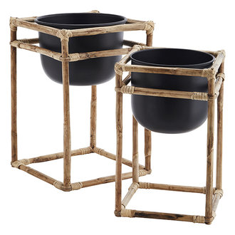 Madam Stoltz Bamboo flower pot stands - Natural, black