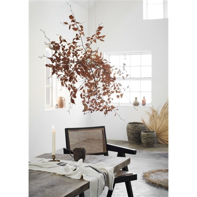 Madam Stoltz-collectie Wooden chair w/ rattan - Black, Natural