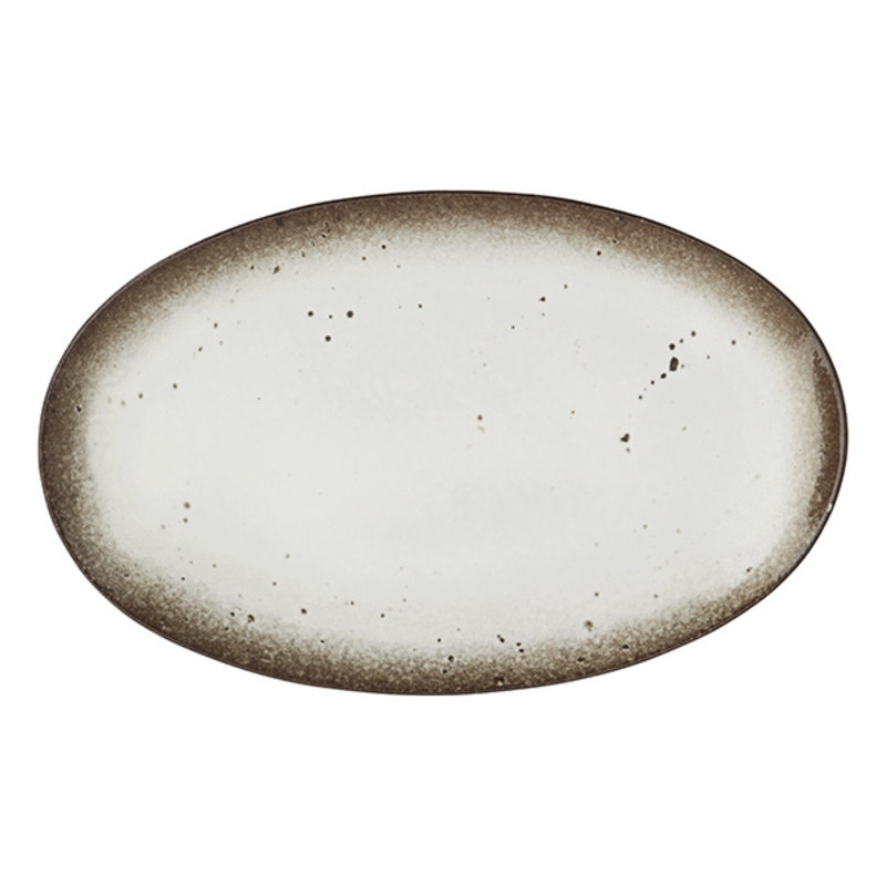 Madam Stoltz-collectie Oval serving dish - White, brown