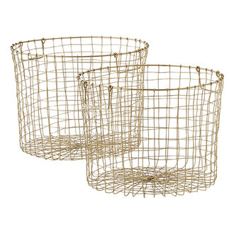 Madam Stoltz Iron baskets w/ handles - Ant.brass