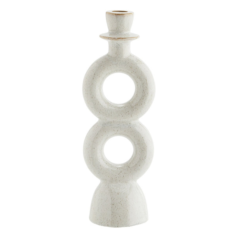 Madam Stoltz-collectie Stoneware candle holder - Off white