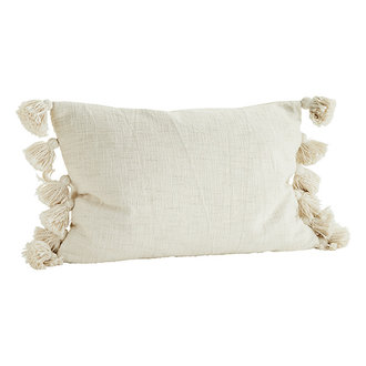 Madam Stoltz Kussenhoes met kwastjes offwhite