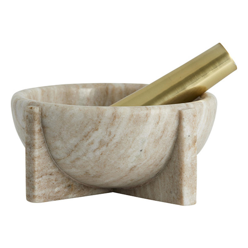 Nordal-collectie ROCOTO mortar w/pestle, brown marble