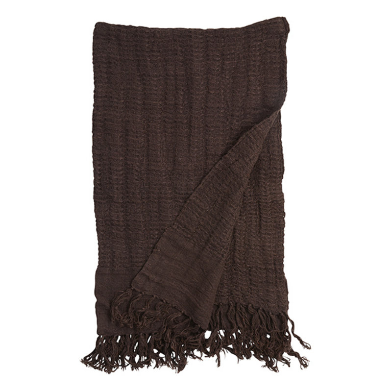 Nordal-collectie ARIES towel w/fringes, M, linen, brown