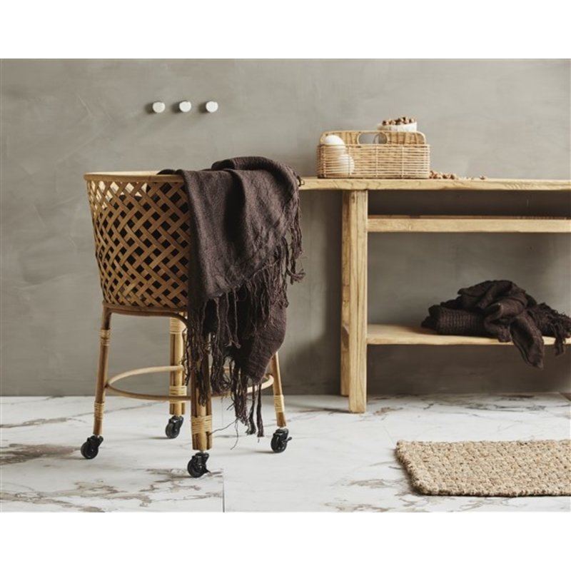 Nordal-collectie ARIES towel w/fringes, M, linen, brown