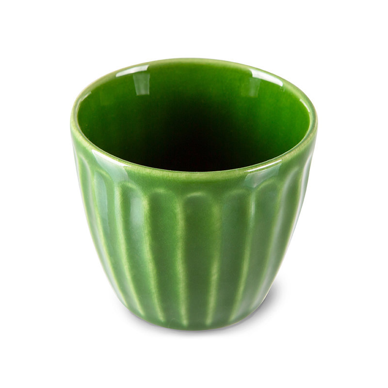 HKLIVING-collectie the emeralds: ceramic mug ribbed, green (set of 4)