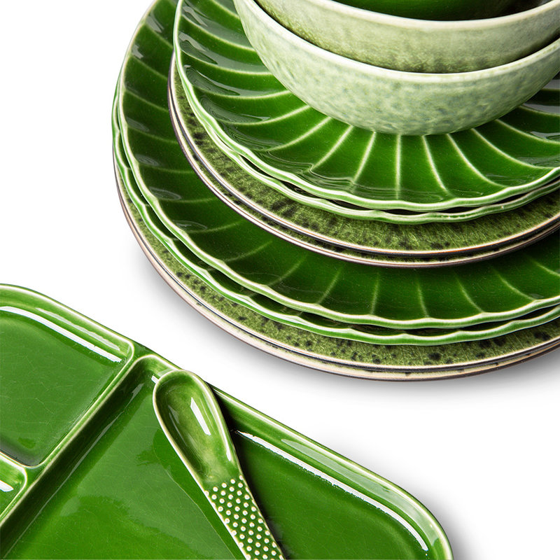 HKLIVING-collectie The emeralds keramiek dessertschaal groen (set van 4)