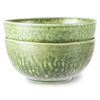 HKLIVING the emeralds: ceramic bowl organic, green (set of 2)