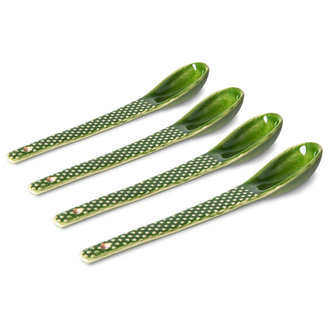 HKLIVING the emeralds: ceramic spoon textured, green (set of 4)