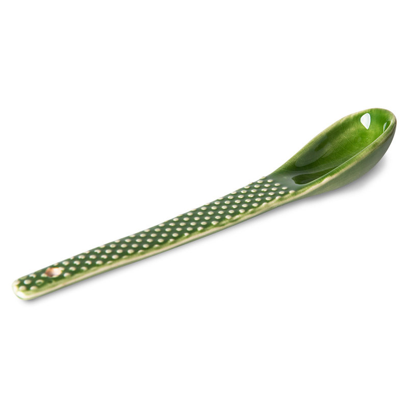 HKLIVING-collectie the emeralds: ceramic spoon textured, green (set of 4)