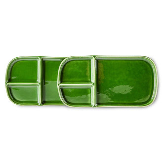 HKLIVING the emeralds: ceramic plate rectangular, green (set of 2)