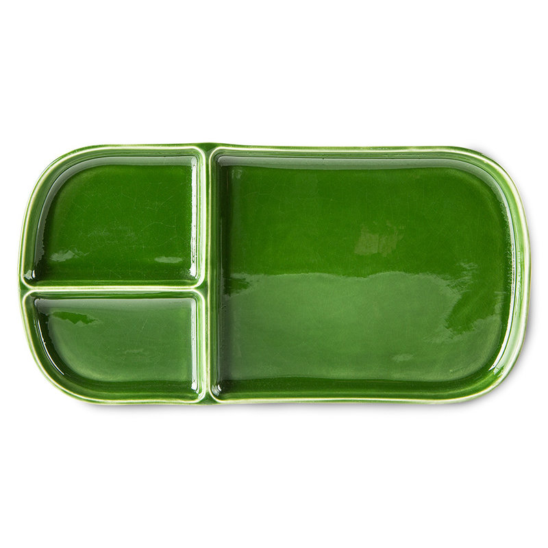 HKLIVING-collectie The emeralds keramiek bord rectangular groen (set van 2)