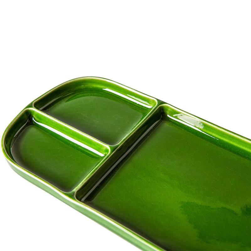 HKLIVING-collectie the emeralds: ceramic plate rectangular, green (set of 2)