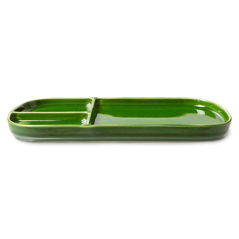 HKLIVING-collectie the emeralds: ceramic plate rectangular, green (set of 2)